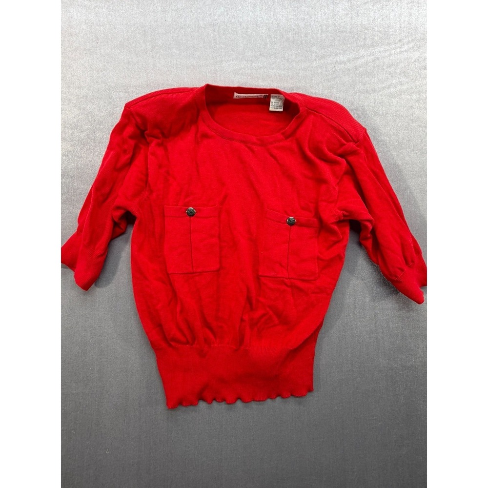 Vintage Liz Claiborne Collection Sweater Size Petite Cotton Red